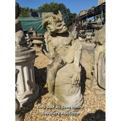 56 - f0124 Reconstituted stone devil, H: 100cm