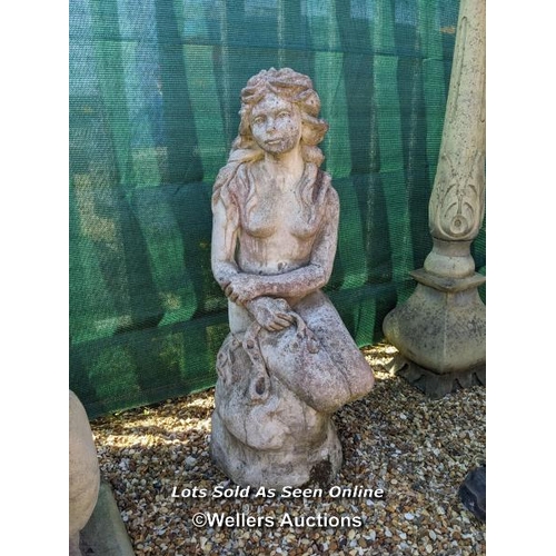 62 - f0125 Reconstituted stone mermaid, H: 74cm