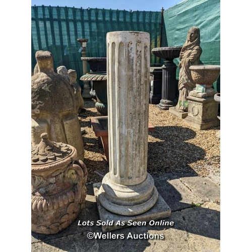 65 - s0125 Tall reconstituted stone column, H: 96cm