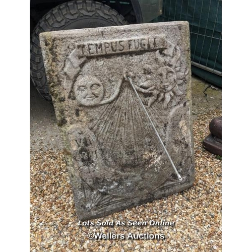 7 - m0130 Reconstituted stone aged wall sundial, H: 80cm x W:58cm