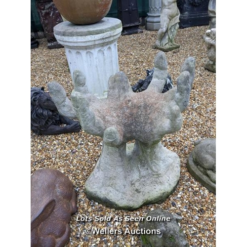 74 - f0097 Reconstituted stone pair of hands, H:61cm x W:52cm