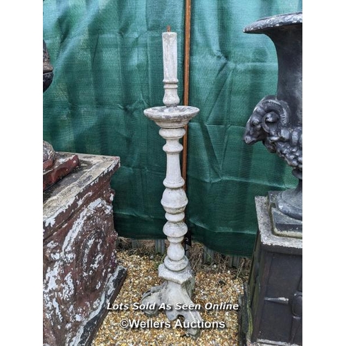 77 - m0090 Reconstituted stone medium candlestick, H:126cm