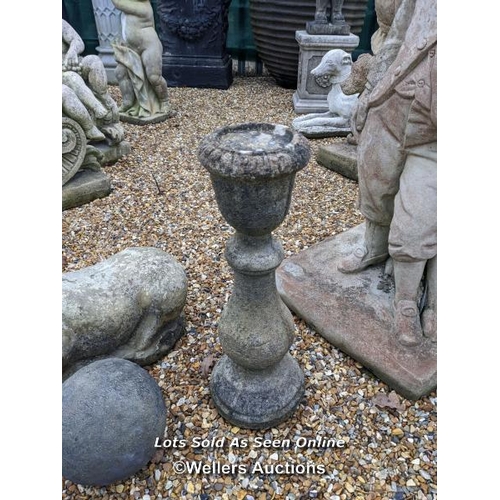 85 - m0073 Small reconstituted stone candlestick, H:48cm