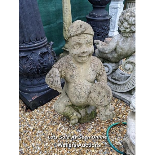 92 - f0061 Reconstituted stone cymbals player, H:73cm