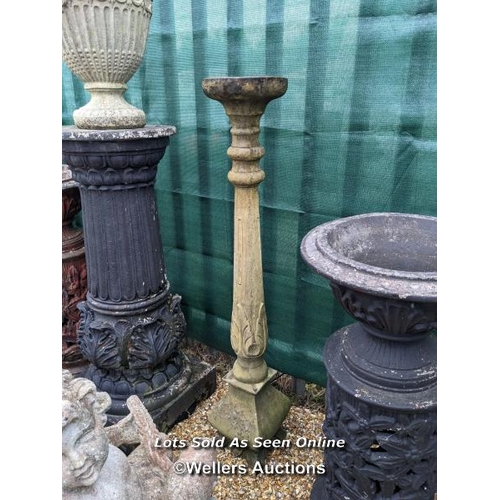 99 - m0050 Large reconstituted stone candlestick, H:124cm