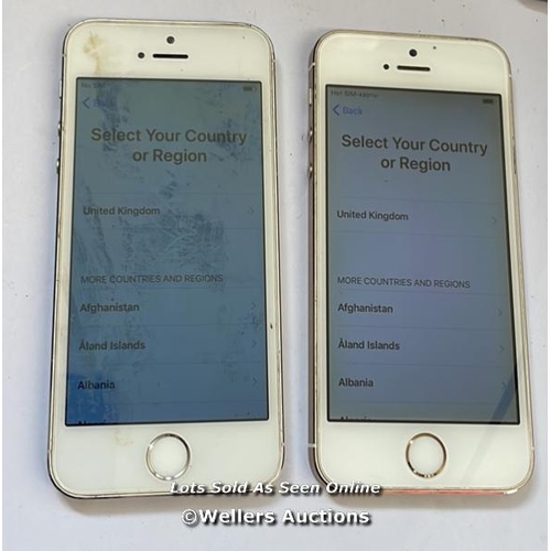 8205 - 2 X APPLE IPHONE 5S / SILVER & GOLD / 16GB & 32GB / SERIAL. NO. DX3RM3A1FRC6 & DX3QM0B1FNJN / I-CLOU... 