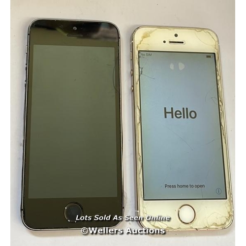 8206 - 2 X APPLE IPHONE 5S / SPACE GREY & GOLD / 64GB / SERIAL. NO. C39LD7SEFFFQ & F17MC594FFGK / I-CLOUD L... 