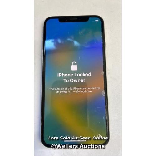 8259 - APPLE IPHONE X / SILVER / 64GB / SERIAL. NO. DNPYN87BJCLJ / ICLOUD LOCKED