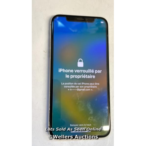 8260 - APPLE IPHONE X / SILVER / 256GB / SERIAL. NO. G0NVWWDBJCL9 / ICLOUD UNLOCKED