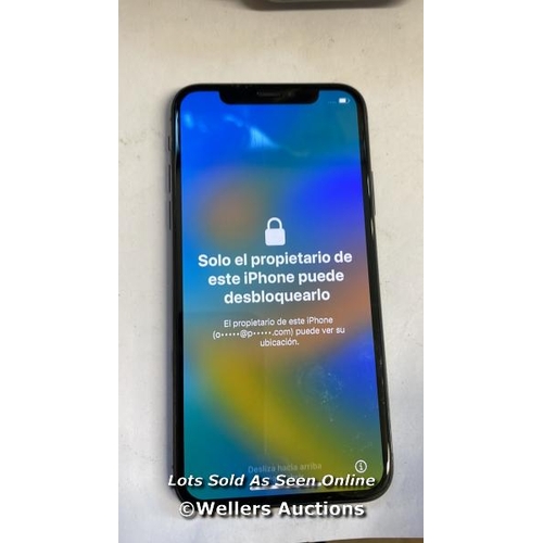 8263 - APPLE IPHONE X / SPACE GREY / 64GB / SERIAL. NO. G6XVVKFKJCLH / ICLOUD LOCKED