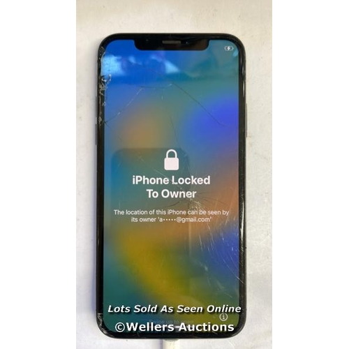 8265 - APPLE IPHONE X / SPACE GREY / 64GB / SERIAL. NO. FK1WW7ARJCLH / ICLOUD LOCKED