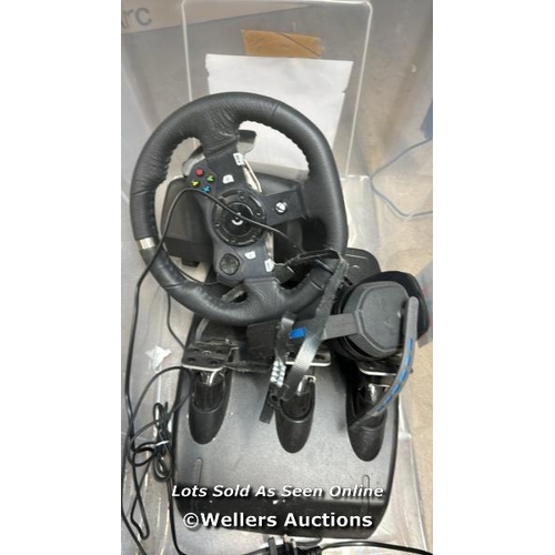 8629 - LOGITECH G920 DRIVING FORCE GAMING STEERING WHEEL / SEE IMAGES FOR CONTENTS