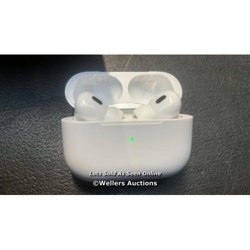 8708 - APPLE AIRPODS PRO (2ND GEN) MTJV3ZM/A / POWERS UP / CONNECTS TO BUETOOTH AND PLAYS MUSIC