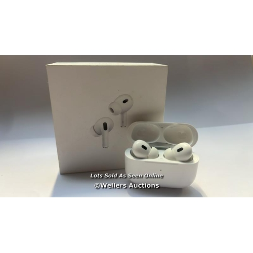 8710 - APPLE AIRPODS PRO (2ND GEN) MTJV3ZM/A / POWERS UP / CONNECTS TO BUETOOTH AND PLAYS MUSIC