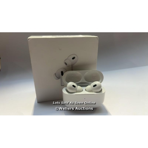 8713 - APPLE AIRPODS PRO (2ND GEN) MTJV3ZM/A / POWERS UP / CONNECTS TO BUETOOTH AND PLAYS MUSIC