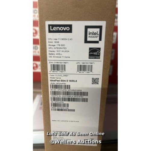 8721 - LENOVO IDEAPAD SLIM 5, INTEL CORE I7, 16GB RAM, 1TB SSD, 16 INCH LAPTOP, 82XF009RUK / APPEARS NEW OP... 