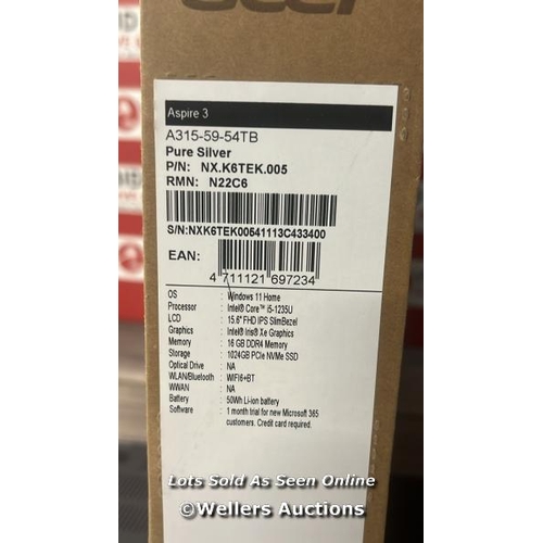 8722 - ACER ASPIRE 3, INTEL CORE I5, 16GB RAM, 1TB SSD, 15.6 INCH LAPTOP, NX.K6TEK.005 / APPEARS NEW OPEN B... 