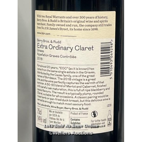 112 - X3 2018 Berry Bros. & Rudd Extra Ordinary Claret, 750ml, 13.5% / AN17