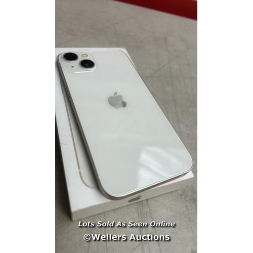 8727 - APPLE IPHONE 13 128GB SIM FREE MOBILE PHONE IN STARLIGHT, MLPG3B/A / APPEARS NEW OPEN BOX IN VERY GO... 