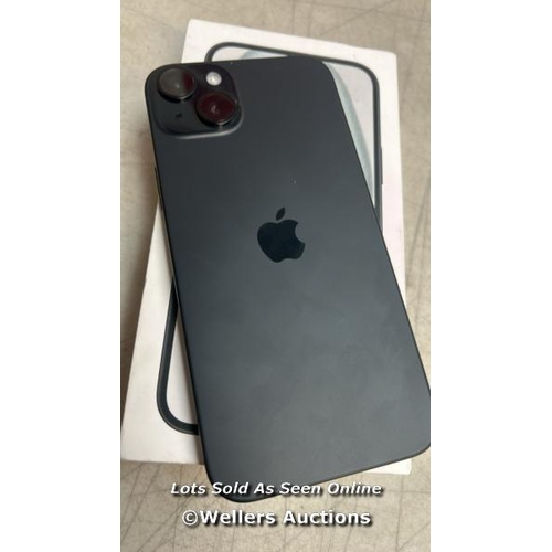 8728 - APPLE IPHONE 15 PLUS 128GB SIM FREE MOBILE PHONE IN BLACK, MU0Y3ZD/A / APPEARS NEW OPEN BOX IN VERY ... 