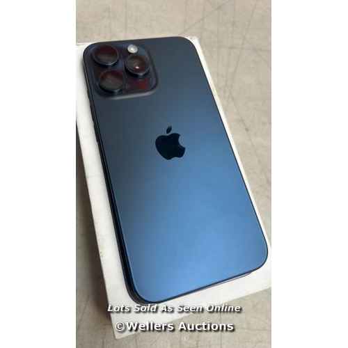 8729 - APPLE IPHONE 15 PRO MAX 256GB SIM FREE MOBILE PHONE IN BLUE TITANIUM MU7A3ZD/A / APPEARS NEW OPEN BO... 