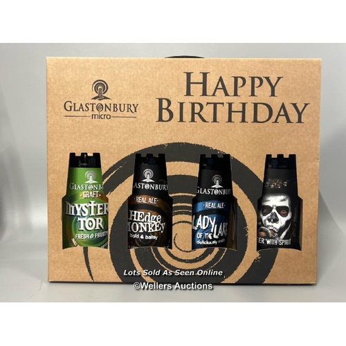 131 - Glastonbury Micro Brewery 'Happy Birthday' Gift Set of x4 500ml Bottles / AN18