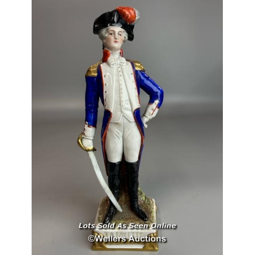 139 - Seven assorted antique military porcelain figurines including Paris Bourdois Bloch figures; Suchet, ... 