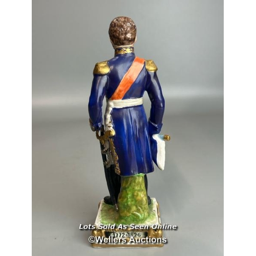 139 - Seven assorted antique military porcelain figurines including Paris Bourdois Bloch figures; Suchet, ... 