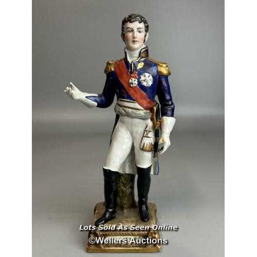 139 - Seven assorted antique military porcelain figurines including Paris Bourdois Bloch figures; Suchet, ... 