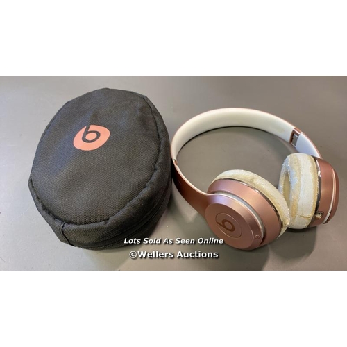 9515 - BEATS SOLO 3 PINK - MODEL: A1796 WIRELESS HEADPHONES WITH CASE - FOAM DAMAGED