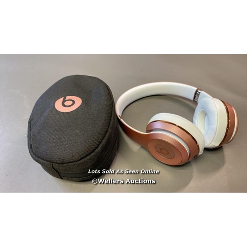 9517 - BEATS SOLO 3 PINK HEADPHONES WITH CASE AND CABLE