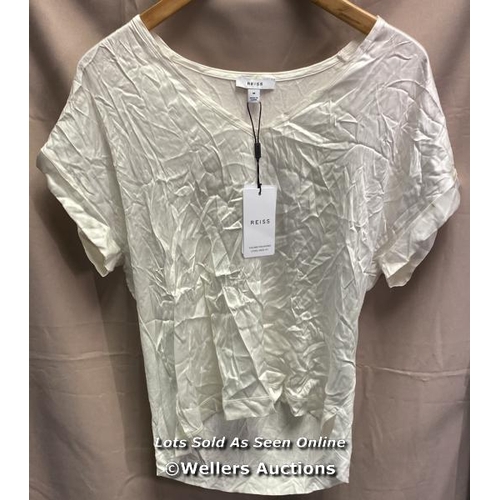 9648 - REISS T- SHIRT NATALIA- V NECK SILK FRONT SIZE M/ BRAND NEW