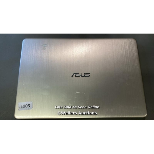 9678 - LAPTOP: ASUS 8GB RAM INTEL CORE 13 PROCESSOR - DOES NOT HAVE POWER ON AND HD REMOVED