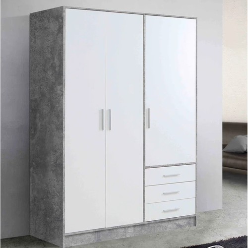 8001 - RRP: 279.99 - ZIPCODE DESIGN INGRAM 3 DOOR WARDROBE / FINISH: CONCRETE GREY/WHITE MATT ** PLEASE NOT... 