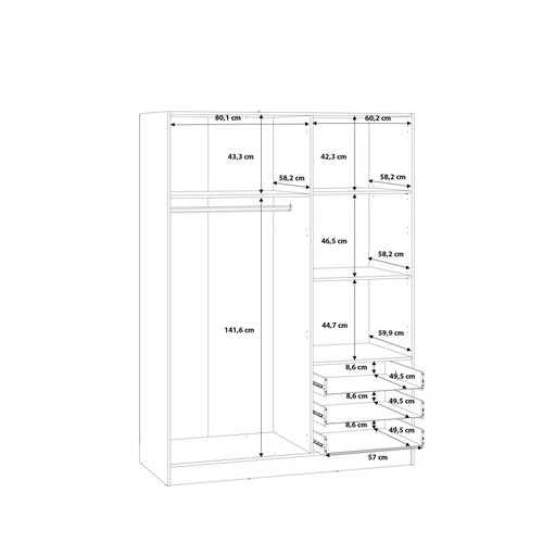 8001 - RRP: 279.99 - ZIPCODE DESIGN INGRAM 3 DOOR WARDROBE / FINISH: CONCRETE GREY/WHITE MATT ** PLEASE NOT... 