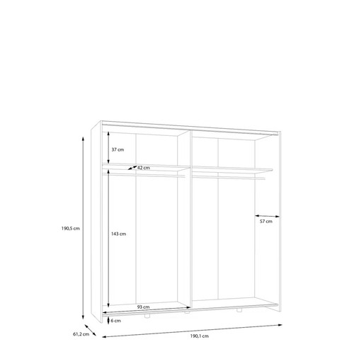 8002 - RRP: 259.99 - 17 STORIES NAKARI 2 DOOR SLIDING WARDROBE / SIZE: 190 CM H X 190 CM W X 61 CM D ** PLE... 