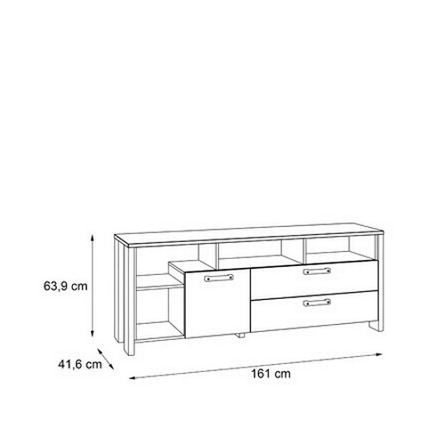 8003 - RRP: 189.99 - MERCURY ROW LANHAM TV-LOWBOARD / COLOUR: DARK GREY CONCRETE EFFECT/OLD VINTAGE WOOD **... 