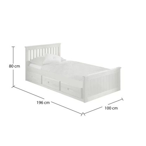 8006 - RRP: 259.99 - JUST KIDS SINGLE (3') 3 DRAWER MATE'S & CAPTAIN'S BED / COLOUR (BED FRAME): WHITE ** P... 