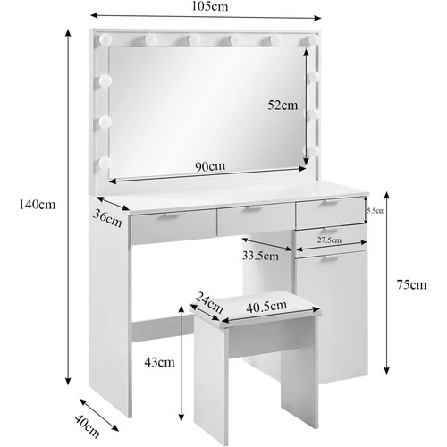 8008 - RRP: 173.99 - BRAYDEN STUDIO COMFORT DRESSING TABLE WITH MIRROR ** PLEASE NOTE: THIS LOT WILL BE AVA... 