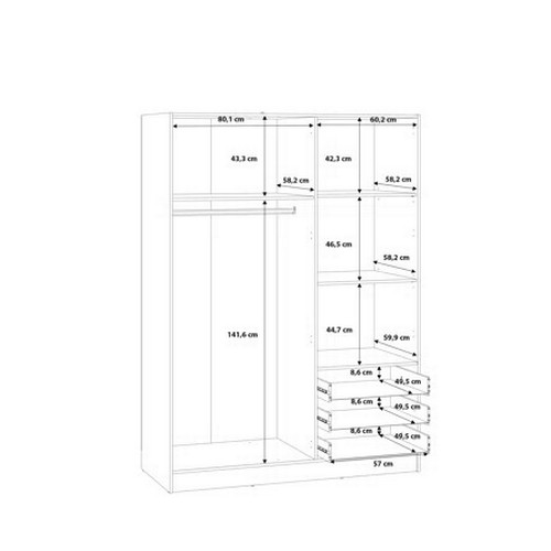 8013 - RRP: 279.99 - ZIPCODE DESIGN INGRAM 3 DOOR WARDROBE / FINISH: CONCRETE GREY/WHITE MATT ** PLEASE NOT... 