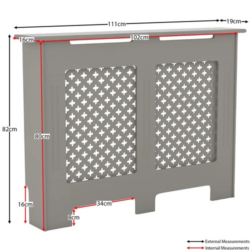 8017 - RRP: 46.99 - BELFRY HEATING RETA RADIATOR COVER / SIZE: 82CM H X 111CM W X 19CM D, COLOUR: GREY ** P... 