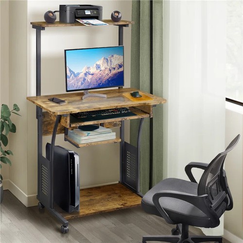 8019 - RRP: 66.99 - YAHEETECH COMPUTER DESK WITH SHELF / COLOUR: RUSTIC BROWN ** PLEASE NOTE: THIS LOT WILL... 