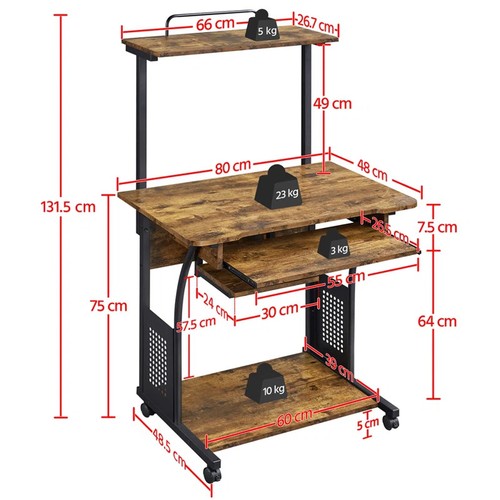 8019 - RRP: 66.99 - YAHEETECH COMPUTER DESK WITH SHELF / COLOUR: RUSTIC BROWN ** PLEASE NOTE: THIS LOT WILL... 