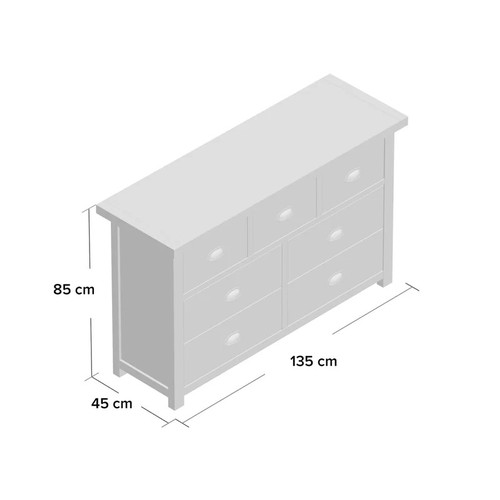 8022 - RRP: 489.99 - GRACIE OAKS WOBURN 7 DRAWER 135CM W SOLID WOOD DRESSER ** PLEASE NOTE: THIS LOT WILL B... 