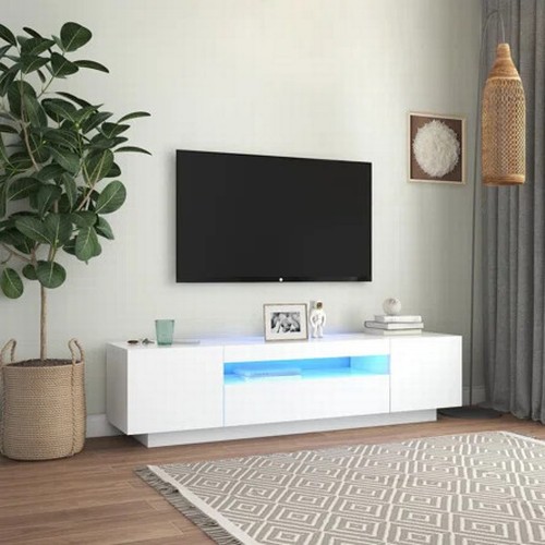 8024 - RRP: 147.99 - METRO LANE LABORDE TV CABINET WITH LED LIGHTS / COLOUR: HIGH GLOSS WHITE ** PLEASE NOT... 