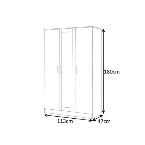 8030 - RRP: 266.99 - ZIPCODE DESIGN EVA 3 DOOR WARDROBE / FINISH: MATTE WHITE/GLOSS GREY ** PLEASE NOTE: TH... 