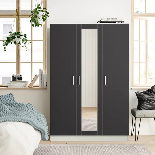 8030 - RRP: 266.99 - ZIPCODE DESIGN EVA 3 DOOR WARDROBE / FINISH: MATTE WHITE/GLOSS GREY ** PLEASE NOTE: TH... 