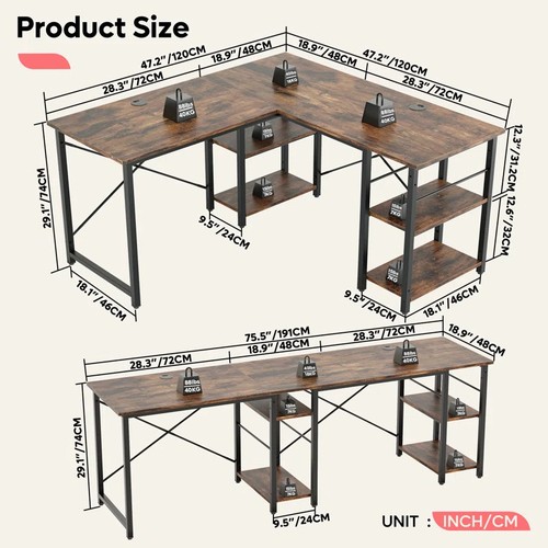 8034 - RRP: 118.99 - WILLISTON FORGE AALEEYAH L-SHAPE DESK / TOP COLOUR: RUSTIC BROWN ** PLEASE NOTE: THIS ... 