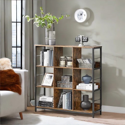 8038 - RRP: 209.99 - BOROUGH WHARF ALFONSE 30CM H X 100CM W CUBE BOOKCASE SHELVES INDUSTRIAL RUSTIC BROWN F... 