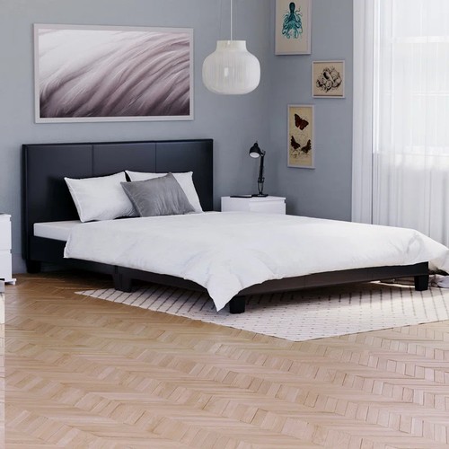 8063 - RRP: 116.99 - ZIPCODE DESIGN SCIPIO UPHOLSTERED FAUX LEATHER BED / COLOUR: BLACK, SIZE: DOUBLE (4'6)... 